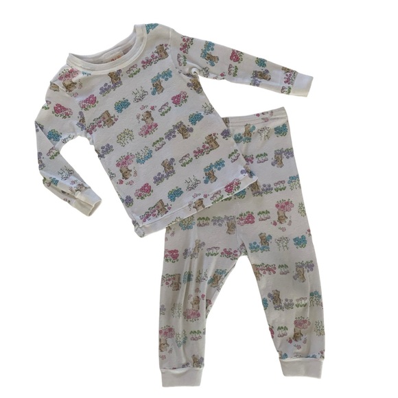 Carter’s Pajama Set 2 PCS Top Pants VTG Long Sleeves Snug Fit White Girls 12-18M - Picture 1 of 15